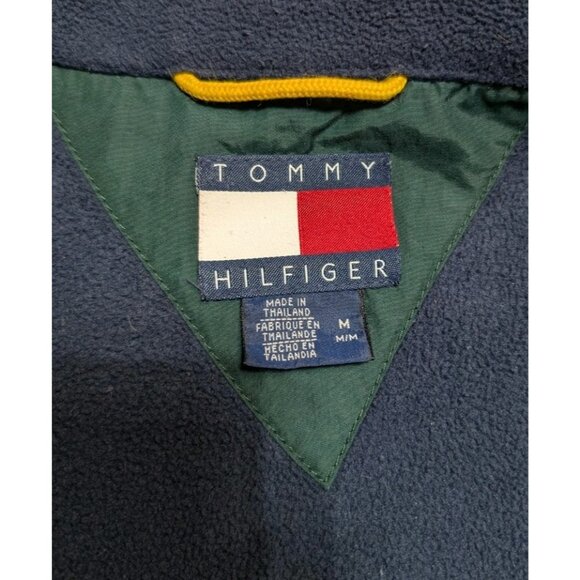 Vintage Tommy Hilfiger Windbreaker Jacket Large Green Yellow Fleece - Picture 4 of 16